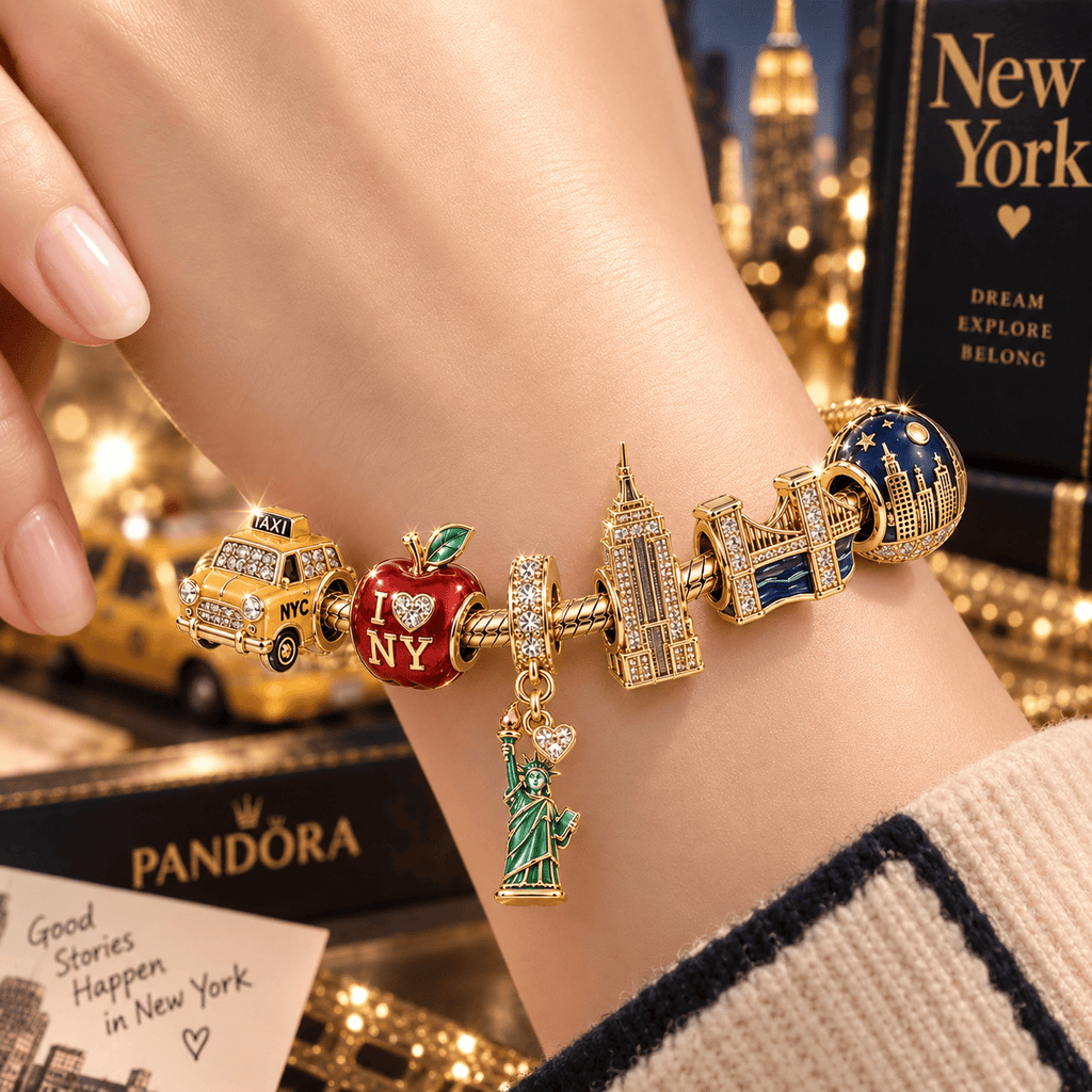 NYC Gold Charm Bracelet Set VTH