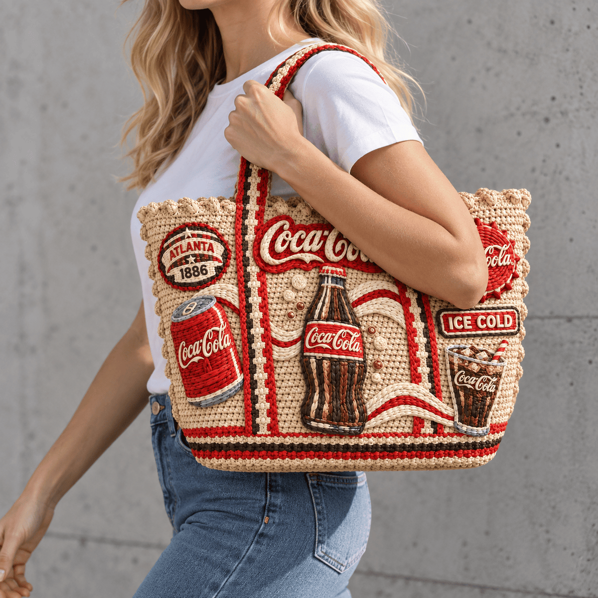 CCCL Straw-Style Embellished Tote Bag NTKO